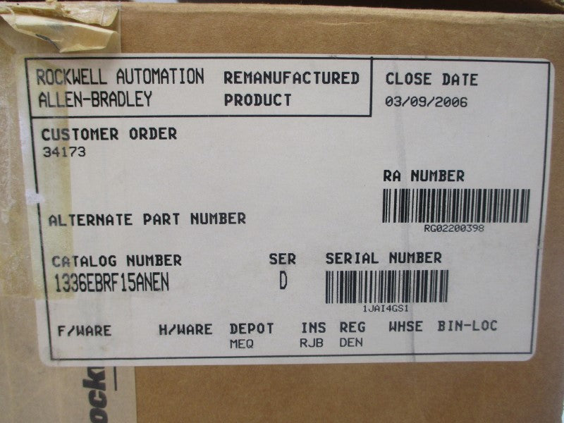 ALLEN BRADLEY 1336E-BRF15-AN-EN SER. D 380-480VAC 3.5A REMAN