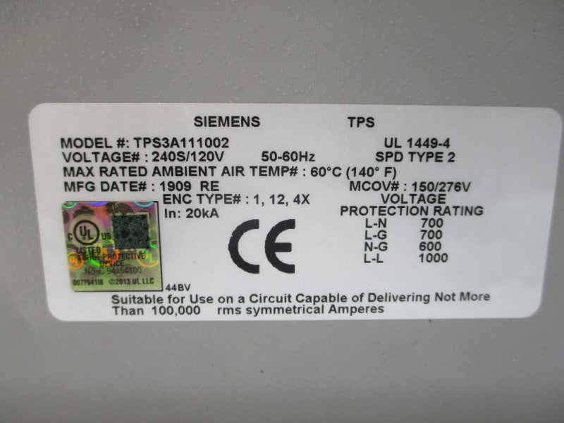 SIEMENS TPS3A111002 120V NSMP