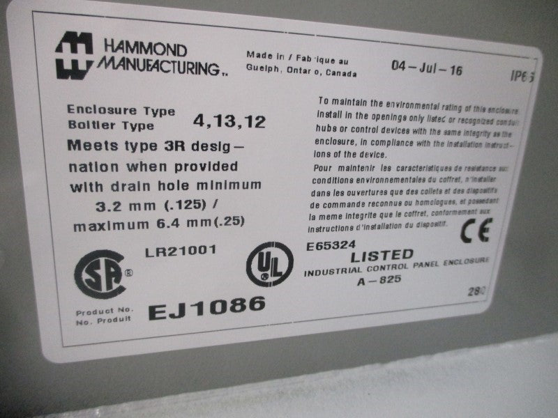 HAMMOND MANUFACTURING EJ1086 NSMP