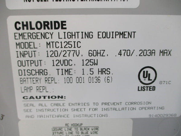 CHLORIDE MTC125IC 120/277V .470/.203A UNMP