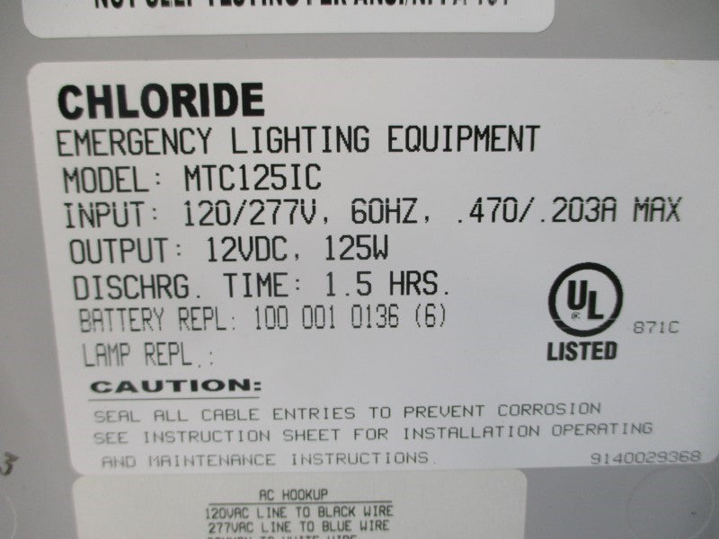 CHLORIDE MTC125IC 120/277V .470/.203A UNMP