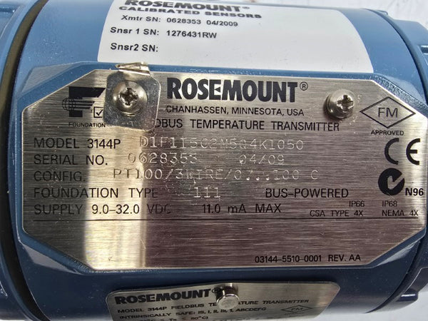 ROSEMOUNT 3144PD1F1I5C2M5Q4K1050 9.0-32.0VDC NSMP
