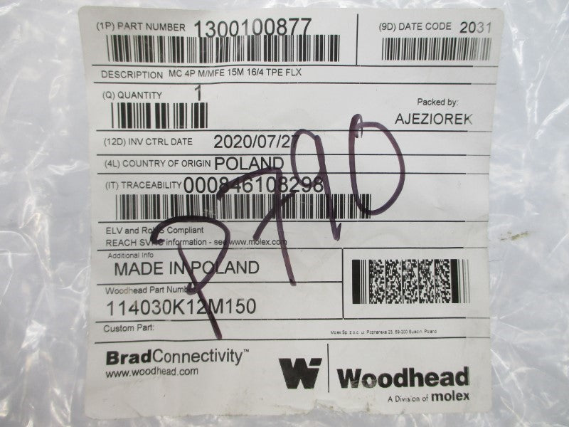 DANIEL WOODHEAD 114030K12M150 1300100877 600V 8A NSMP