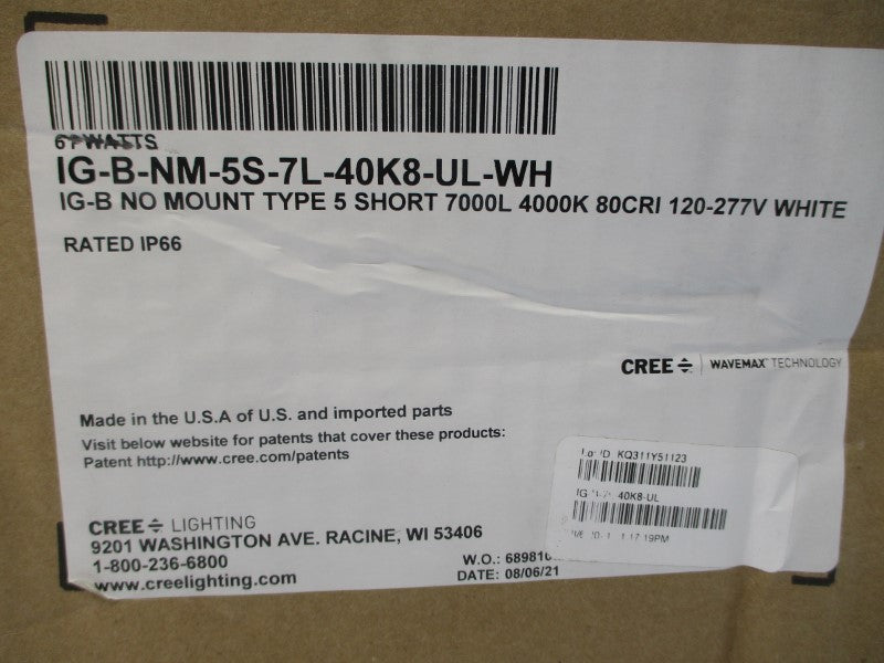 CREE LIGHTING IG-B-NM-5S-7L-40K8-UL-WH 120-277V NSFS