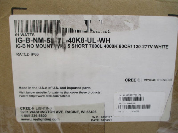 CREE LIGHTING IG-B-NM-5S-7L-40K8-UL-WH 120-277V 0.52-0.22A NSMP