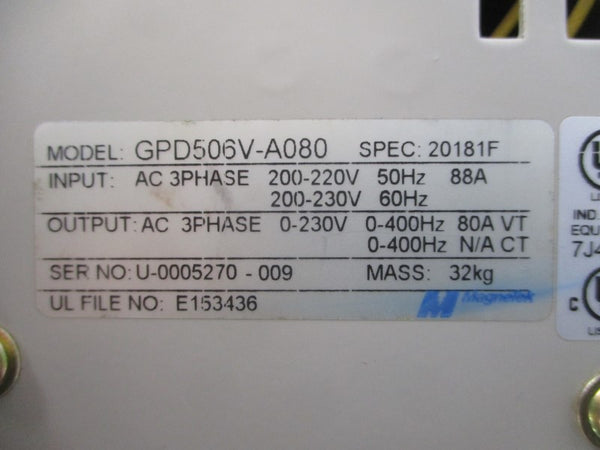 MAGNETEK GPD506V-A080 200-220VAC 88A UNMP