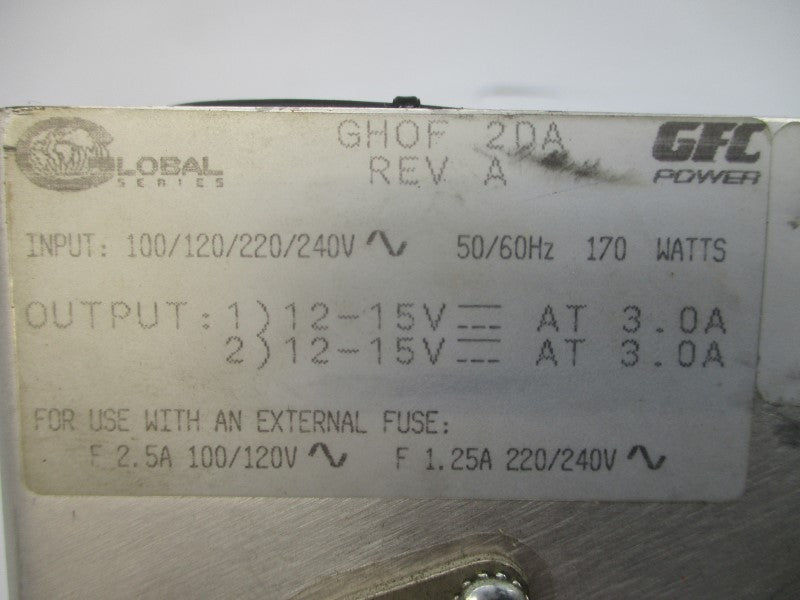 GFC POWER GHOF-2DA 240V 3.0A REV. A UNMP