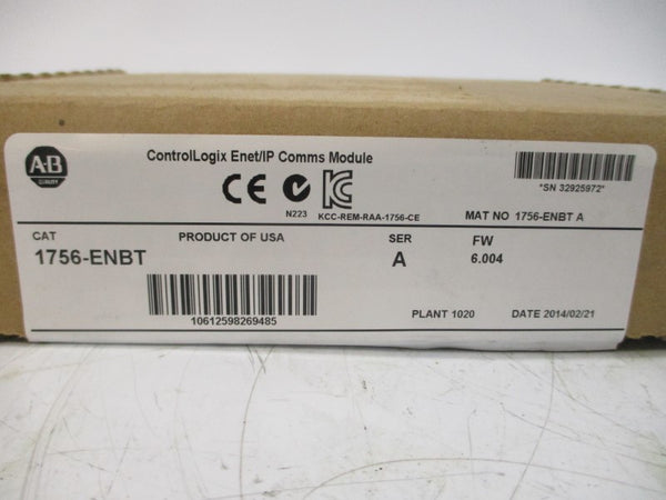 ALLEN BRADLEY 1756-ENBT SER. A F/W 6.004 24VDC NSMP