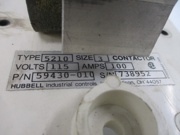 HUBBELL INDUSTRIAL CONTROLS 5210 59430-101 115V 100A (AS PICTURED) UNMP