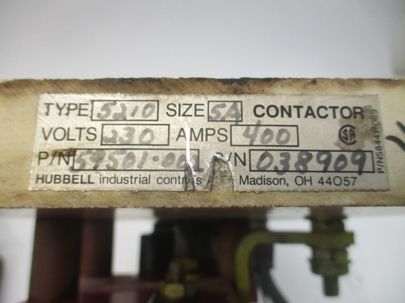 HUBBELL INDUSTRIAL CONTROLS 5210 59501-002 230V 400A UNMP