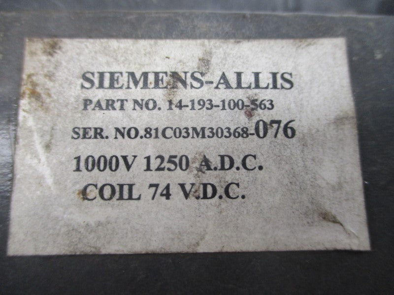 SIEMENS 14-193-100-593 74VDC (AS IS) UNMP