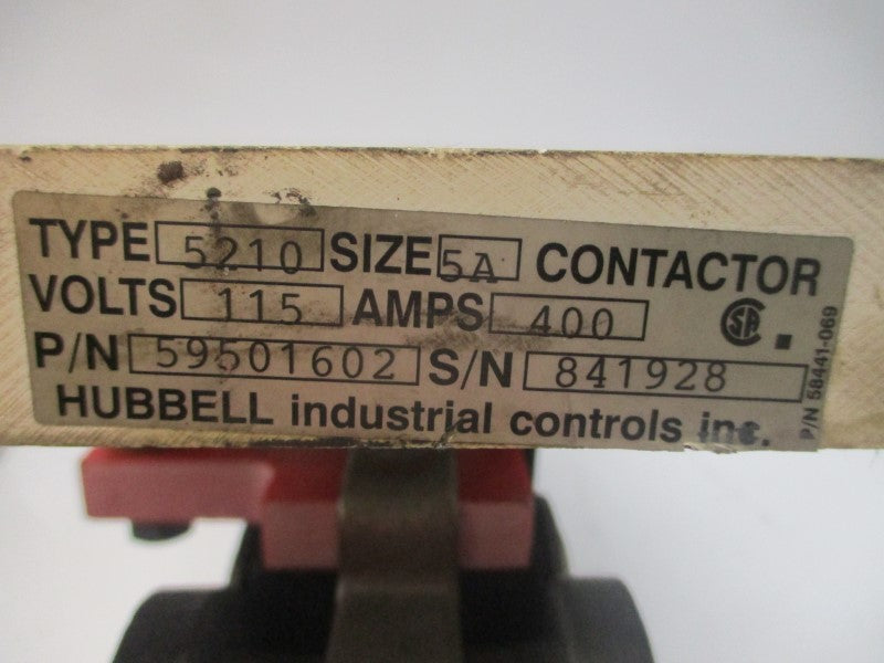 HUBBELL INDUSTRIAL CONTROLS 5210 59501602 115V 400A UNMP