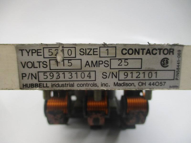 HUBBELL INDUSTRIAL CONTROLS 5210 59313104 115V 25A UNMP