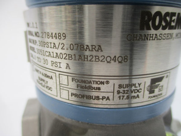 ROSEMOUNT 3051CA1A02B1AH2B2Q4Q8 10.5-42.4VDC 30PSI NSNP