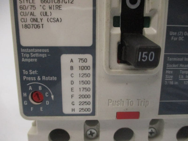 EATON HMCP150U4C 6601C87G12 600VAC 150A NSNP