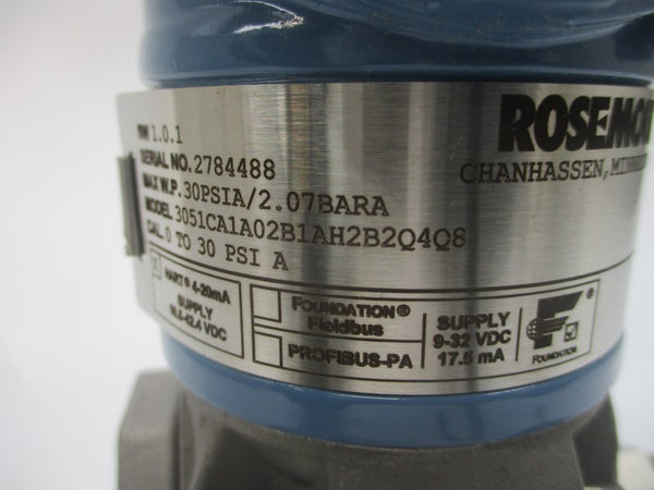 ROSEMOUNT 3051CA1A02B1AH2B2Q4Q8 10.5-42.4VDC 30PSI NSMP
