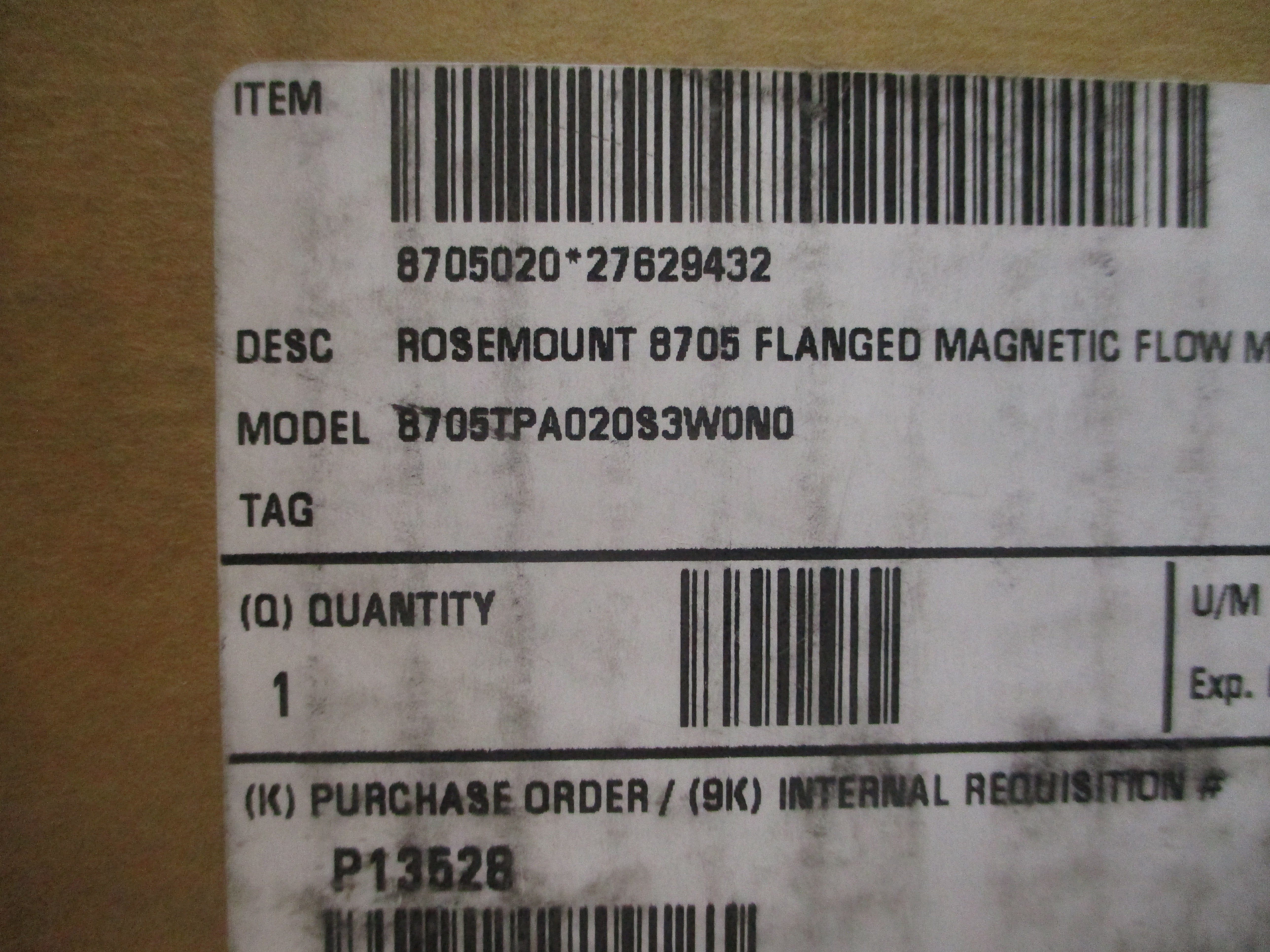 ROSEMOUNT 8705TPA020S3W0N0 40VDC 0.5A 720PSI NSMP