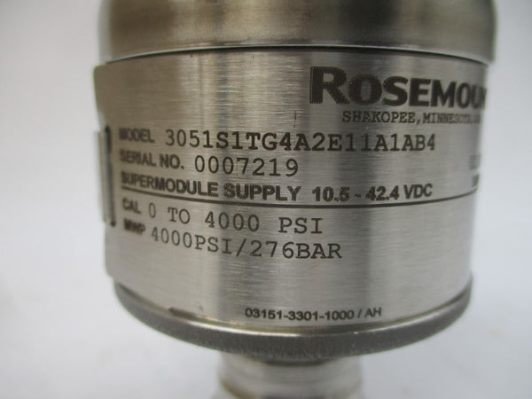 ROSEMOUNT 3051S1TG4A2E11A1AB4 10.5-42.4VDC 4000PSI NSMP