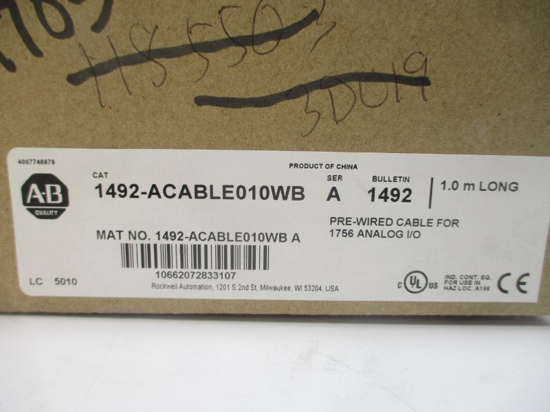 ALLEN BRADLEY 1492-ACABLE010WB SER. A (BR/WH) NSMP