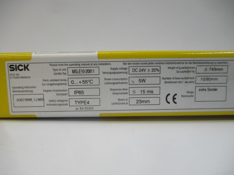 SICK MSLE10-20811 1017924 24VDC NSNP