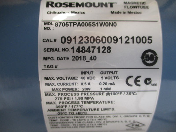 ROSEMOUNT 8705TPA005S1W0N0 40VDC 0.5A 275PSI NSMP