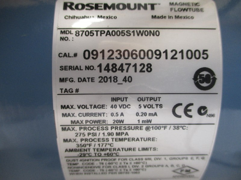 ROSEMOUNT 8705TPA005S1W0N0 40VDC 0.5A 275PSI NSMP