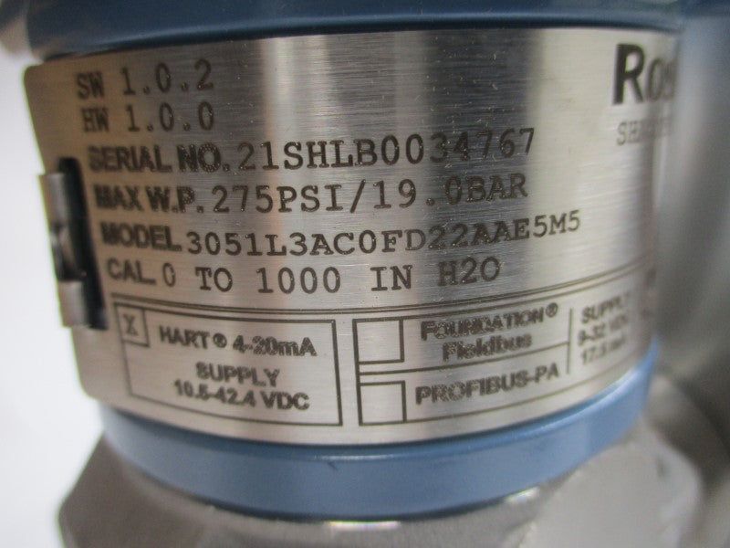 ROSEMOUNT 3051L3AC0FD22AAE5M5 10.5-42.4VDC 275PSI NSMP