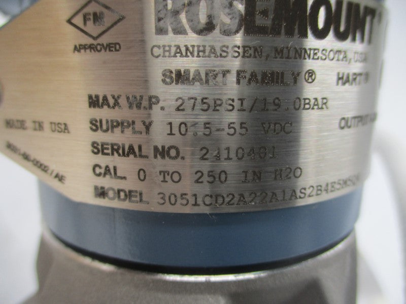 ROSEMOUNT 3051CD2A22A1AS2B4E5M5Q4 10.5-55VDC 275PSI NSMP