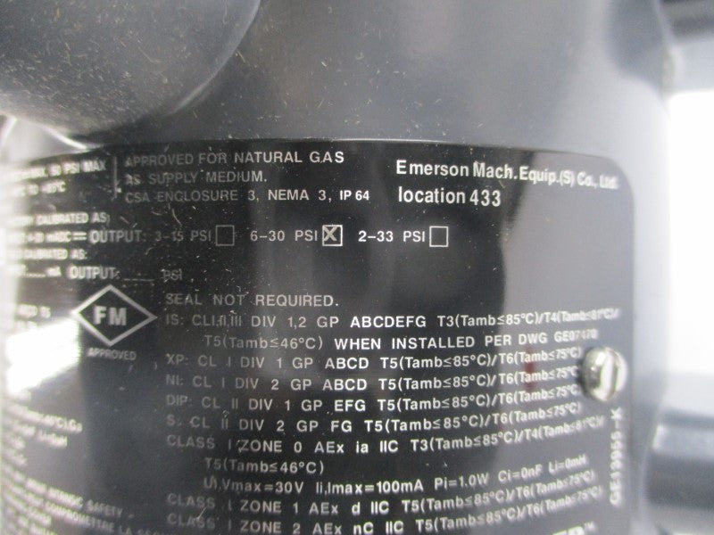 FISHER I2P-100 30VDC 50PSI (AS PICTURED) NSNP