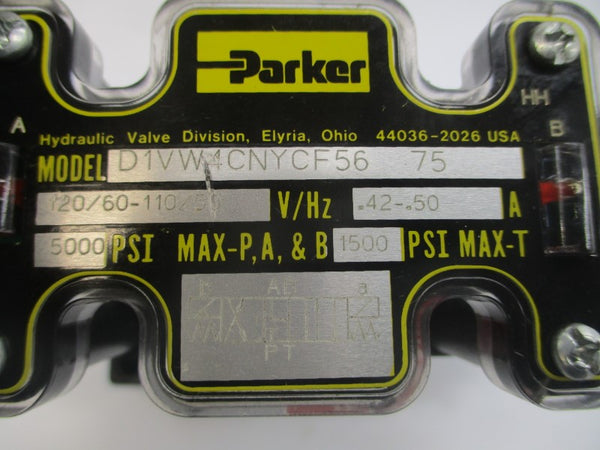 PARKER D61VW1C4NYCF56775 110/120V .42-.50A 1500/3000PSI NSNP
