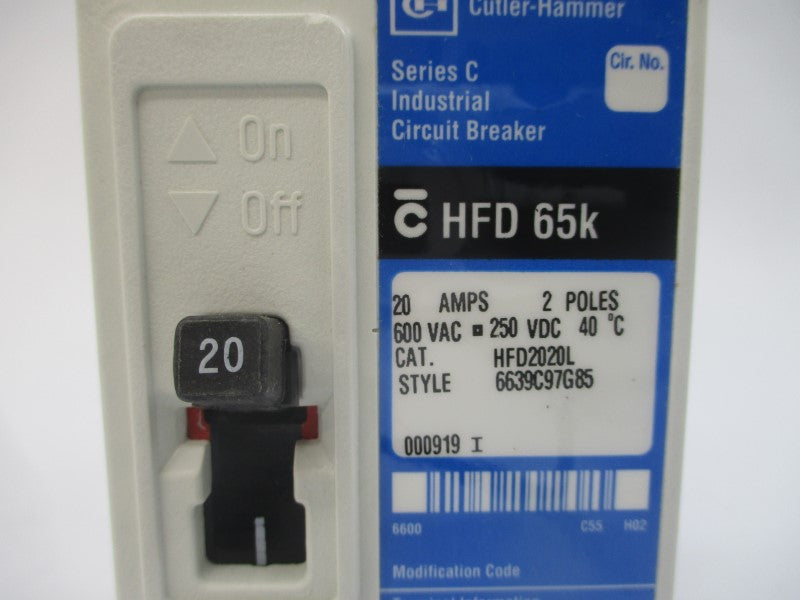 CUTLER HAMMER HFD2020L 6639C97G85 SER. C 600VAC 20A NSMP