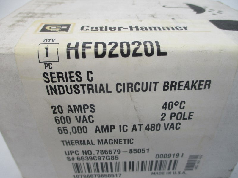 CUTLER HAMMER HFD2020L 6639C97G85 SER. C 600VAC 20A NSMP