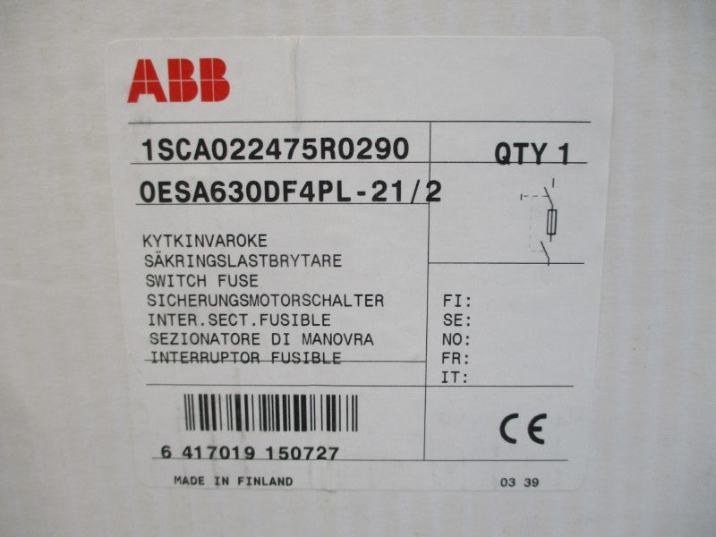 ABB 1SCA022475R0290 OESA630DF4PL-21/2 690V 630A NSMP