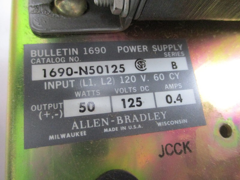 ALLEN BRADLEY 1690-N50125 SER. B 120V 0.4A (BR/YL) NSMP