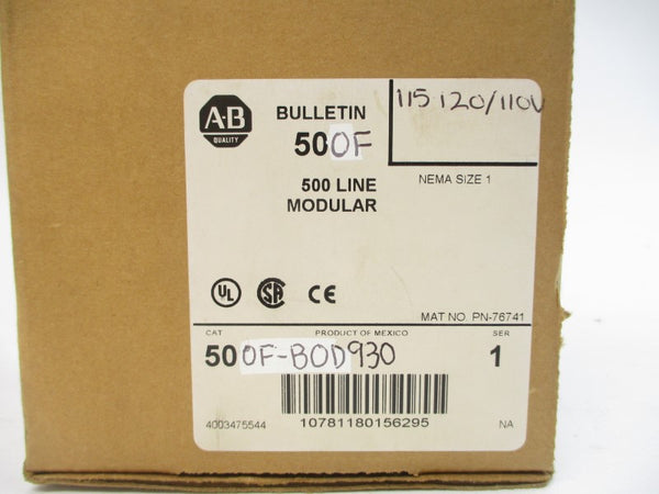 ALLEN BRADLEY 500F-BOD930 SER. 1 110/115-120V 27A (BR/WH) NSMP