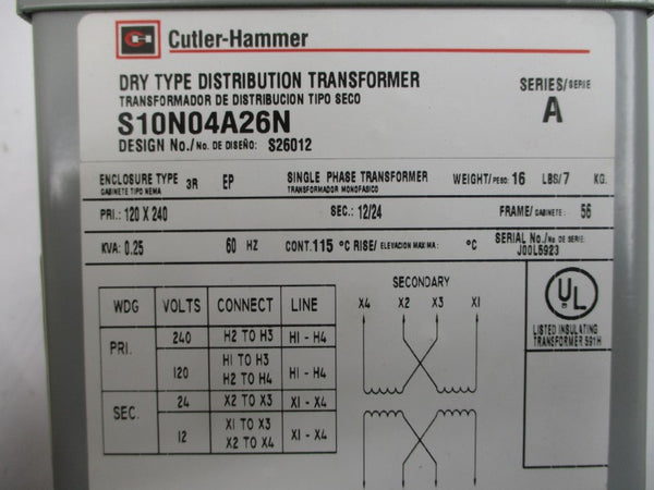 CUTLER HAMMER S10N04A26N SER. A 120/240V NSMP