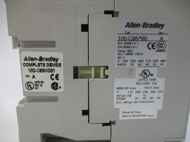 ALLEN BRADLEY 100-C85KG01 SER. A 200-220V 100A (BR/WH) NSMP