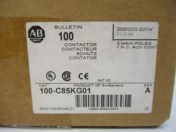 ALLEN BRADLEY 100-C85KG01 SER. A 200-220V 100A (BR/WH) NSMP