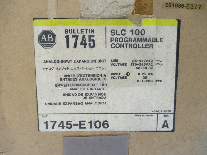 ALLEN BRADLEY 1745-E106 SER. A 170-265VAC (BR/YL) NSMP