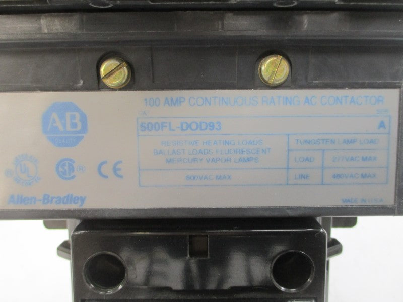 ALLEN BRADLEY 500FL-DOD93 SER. A 110/115-120V 100A UNMP
