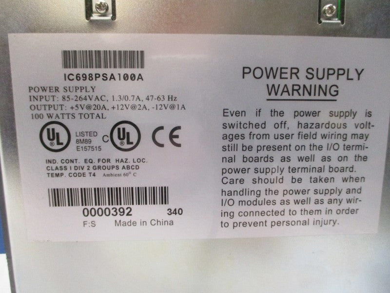 GE FANUC IC698PSA100A 85-264VAC 1.3/0.7A NSNP