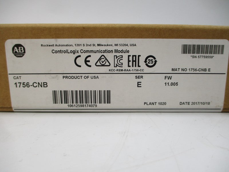 ALLEN BRADLEY 1756-CNB SER. E F/W 11.005 DATE: 2017 NSFS