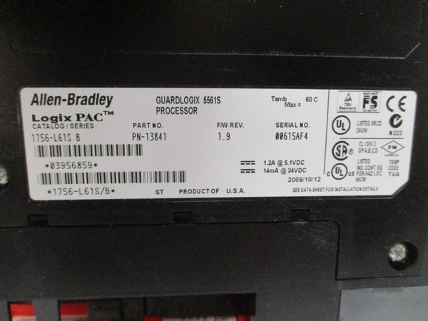 ALLEN BRADLEY 1756-L61S SER. B F/W 1.9 24VDC 1.2A NSMP