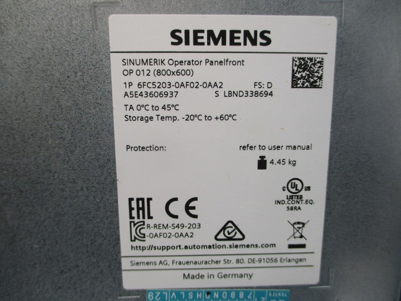 SIEMENS 6FC5203-0AF02-0AA2 UNMP