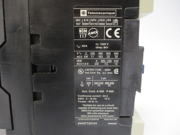 TELEMECANIQUE LP1D4011BD 24VDC 60A NSMP