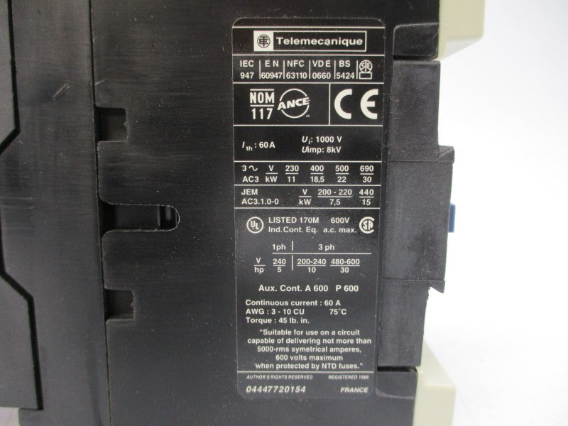 TELEMECANIQUE LP1D4011BD 24VDC 60A NSMP