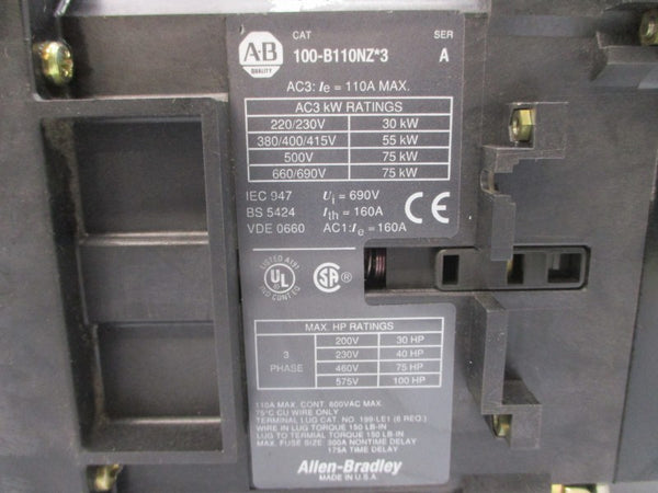 ALLEN BRADLEY 100-B110NZ7143 SER. A 24VDC 160A NSNP