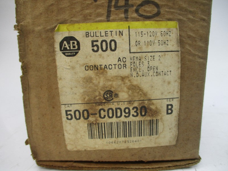 ALLEN BRADLEY 500-COD930 SER. B 110/115-120V 45A (AS PICTURED) (BR/YL) NSMP