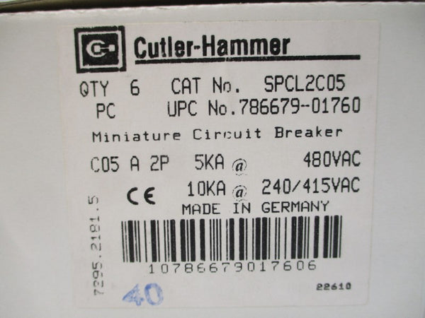 CUTLER HAMMER SPCL2C05 240/415/480VAC 5A (PKG OF 6) NSMP