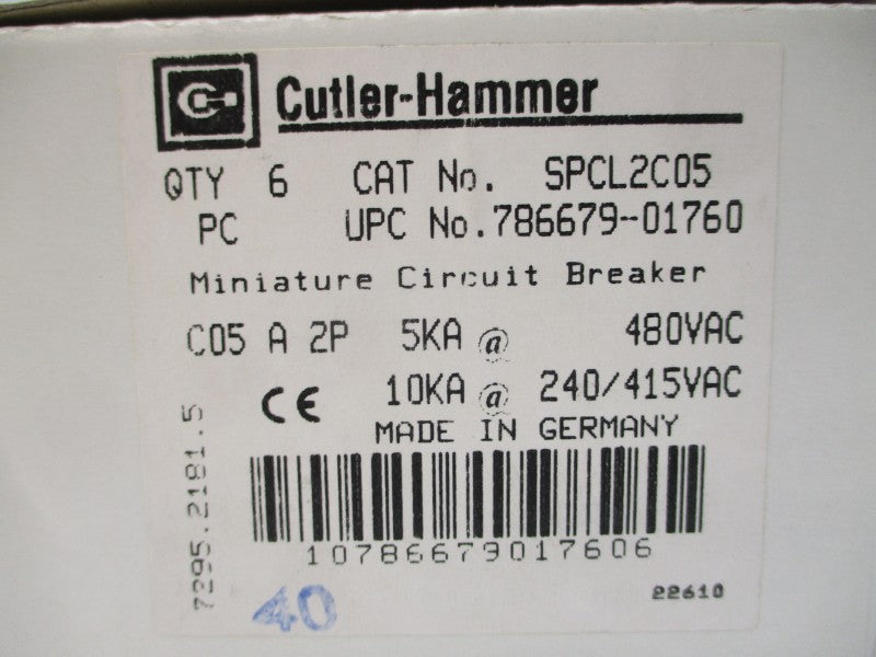 CUTLER HAMMER SPCL2C05 240/415/480VAC 5A (PKG OF 6) NSMP